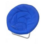 Blue Fabric Saucer Chair with Metal Frame