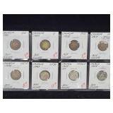 Canada 10 Cents Silver Coin Lot 1901-1964, 8 Coins