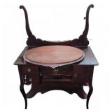 Antique Wooden Vanity W/ Mirror And Brass Hardware