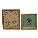 Pair Framed Needlework