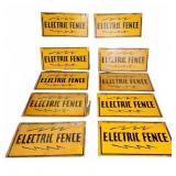 10 Yellow Metal Electric Fence Signs