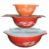Pyrex Autumn Harvest Mixing Bowls Wheat Pattern