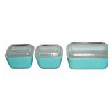 Vintage Pyrex Blue Refrigerator Dish Set With Lids