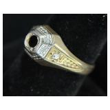 14K Gold Mount Ring with Two Accent Stone Settings
