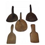 5 Wooden Butter Paddles with Handles