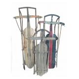 Three Vintage Wood and Metal Sleds