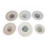 6 19th Century Alphabet Transferware Plates