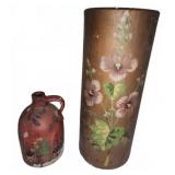 Hand-Painted Pottery Jug and cylinder