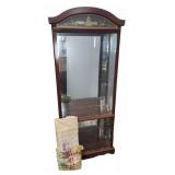 Wood And Glass Display Cabinet W/ 3 Glass Shelves