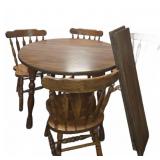 Wooden Dining Table W/ 4 Chairs and Leaf Extension