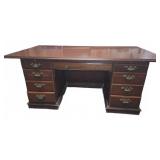 Large Mahogany Double Pedestal Office Desk