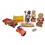 Tin and Wind-Up Toy Figures and Vehicles Lot
