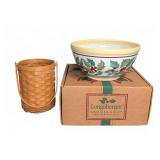Longaberger American Holly Bowl With Basket