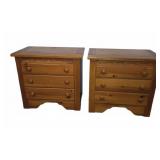 Pine Three-Drawer Nightstands with Carved Trim