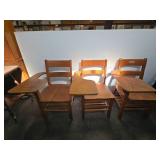Three Wooden School Desks 22"×25"×32"