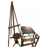 Furniture Lot Easel Table Stand Rack