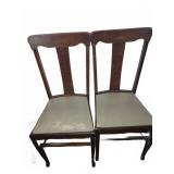 Wooden Dining Chairs with Cream Vinyl Seats