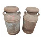 Rusted Metal Milk Cans with Lids