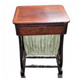 Wooden Sewing Table With Drawer and Fabric Basket