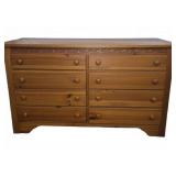 Pine Wood 8 Drawer Dresser With Carved Detail