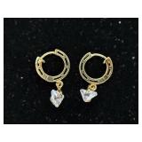 14K Gold Hoop Earrings with Crystal Drops