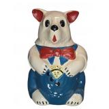 Ceramic Bear Cookie Jar with Bow Tie and Blue Coat