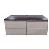 Double Lateral Metal File Cabinet With Wood Top
