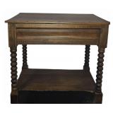 Wood Side Table with Drawer and Lower Shelf