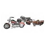3 Decorative Metal Motorcycle Models