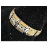 14K Gold Diamond Band with Geometric Pattern