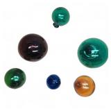 6 Hand Blown Art Glass Floats Varied Colors