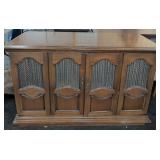 Wooden Stereo Console Cabinet w/ Decorative Doors