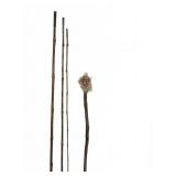 3 Bamboo Fishing Poles & 1 Hard Plastic Face Cane