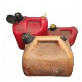 Three Plastic Gasoline Fuel Containers