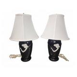 Black Ceramic Table Lamps With Lady Design