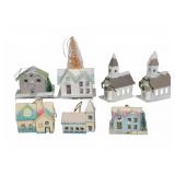 Glittered Christmas Village House Ornaments