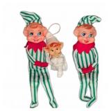 Vintage Elf Dolls With Striped Outfits Set of 3