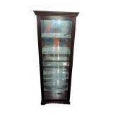 Tall Glass Display Cabinet W/ Wood Trim & Shelves