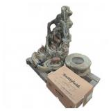 Resin Bear Family Outdoor Water Fountain with Pump