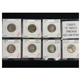 7 Different S Mint Proof Washington Quarters