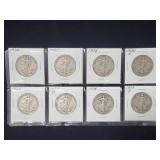 1934-1939 Walking Liberty Half Dollars (8)