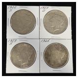 1922-S, 1923-D, 1923-S, 1925 Peace Silver Dollars