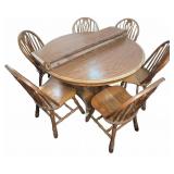 Oak Dining Table With 6 Windsor Back Chairs