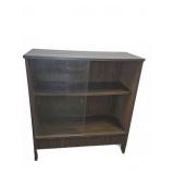 Wood Bookcase with Sliding Glass Doors and Shelves