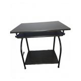 Wood and Metal Computer Desk with Lower Shelf