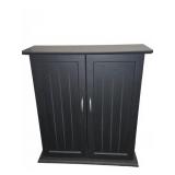 Black Wooden Two-Door Storage Cabinet with Shelves
