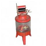 Vintage Red Hand Crank Butter Churn w/ Glass Body