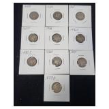 10 Mercury Dimes 19341937 Mixed Mints
