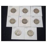 8 Washington Silver Quarters 1953-1957