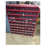 Red Metal 72-Compartment Bin Organizer Shelf